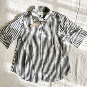 J.Crew Blue Stripe Cotton Short Sleeve Shirt